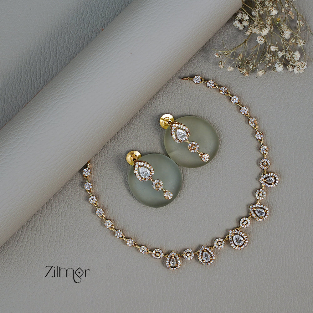 SN101945- AD Stone Necklace Earrings Set