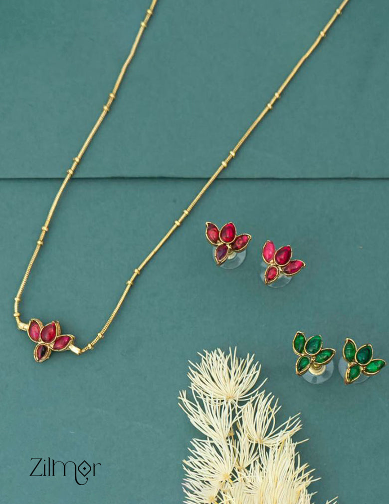 NV101281 - Reversible Lotus Necklace with 2 matching Earrings 3-Zilmor