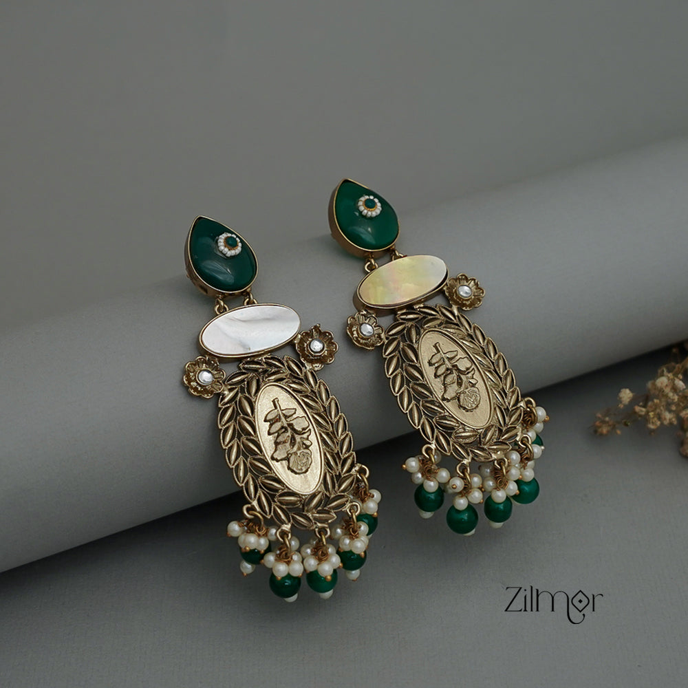 ZA1011174 - Kundan Pearl Drop Earrings(color option)