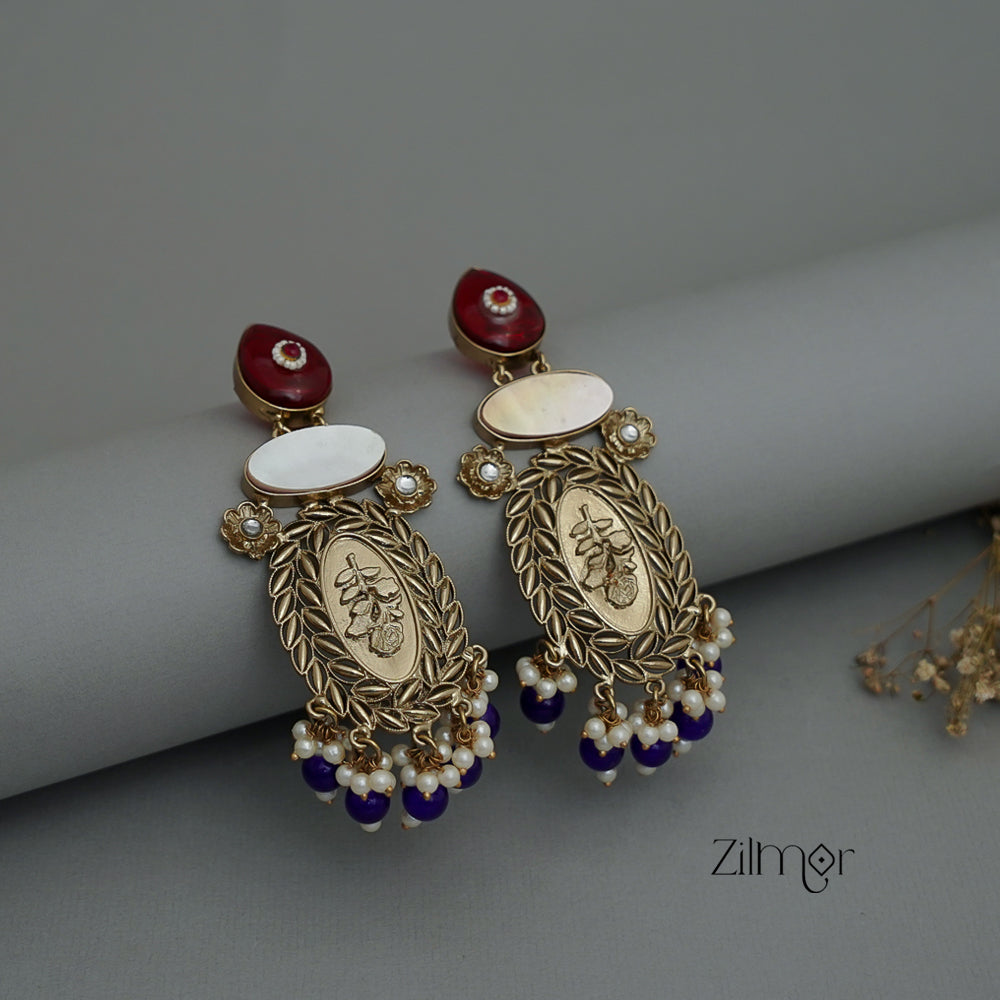 ZA1011174 - Kundan Pearl Drop Earrings(color option)