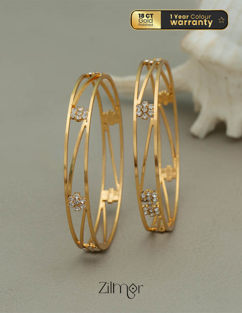 KF101631  -Gold Plated stone bangle (pair) 1-Zilmor