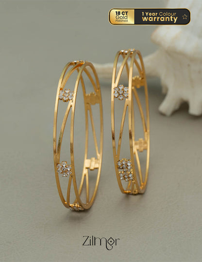 KF101631  -Gold Plated stone bangle (pair) 1-Zilmor