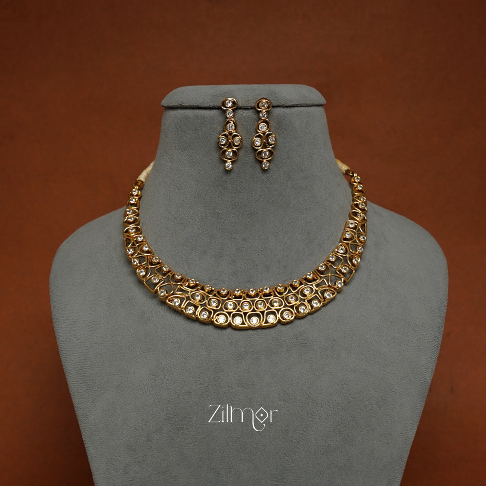 NV1011146 - AD Stone Antique Choker with Earrings