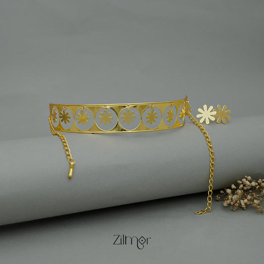 ZA1011161 - Hanging  Flower Collar Choker Necklace with Earrings