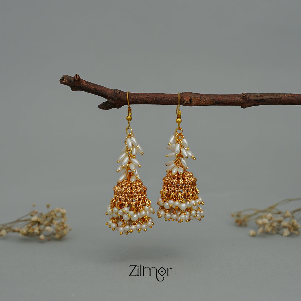 NV1011147 -  Pearl ClusterMinimal Hoop Jhumka Earrings