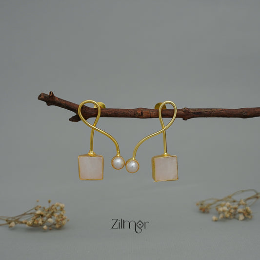 ZA1011160 - Western Drop Pearl with Natural stone Earrings