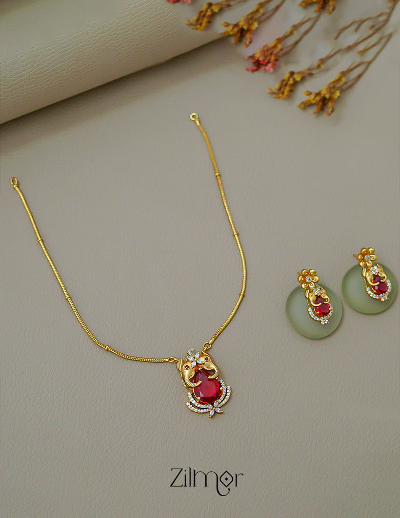 KA1011503 -   Antique AD Stone Haati Neckpiece Earrings Set 1-Zilmor
