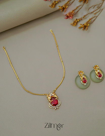 KA1011503 -   Antique AD Stone Haati Neckpiece Earrings Set 1-Zilmor