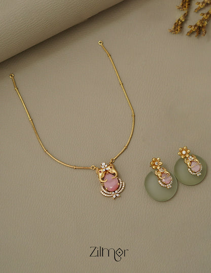 KA1011503 -   Antique AD Stone Haati Neckpiece Earrings Set 2-Zilmor