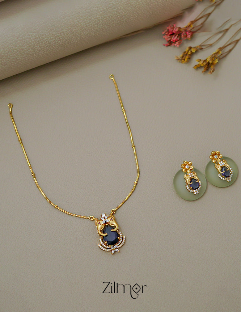 KA1011503 -   Antique AD Stone Haati Neckpiece Earrings Set 3-Zilmor