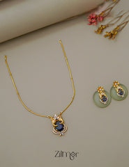 KA1011503 -   Antique AD Stone Haati Neckpiece Earrings Set 3-Zilmor