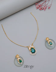 KA1011503 -   Antique AD Stone Haati Neckpiece Earrings Set 4-Zilmor