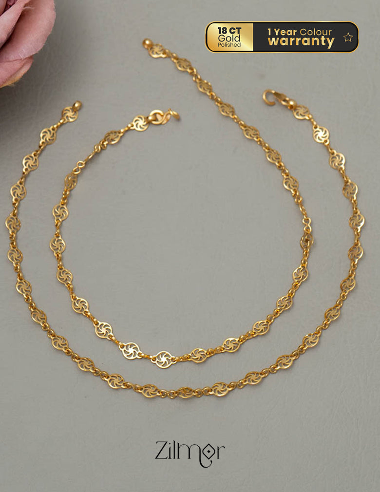 KY101779 - Gold Toned pair Anklet 1-Zilmor