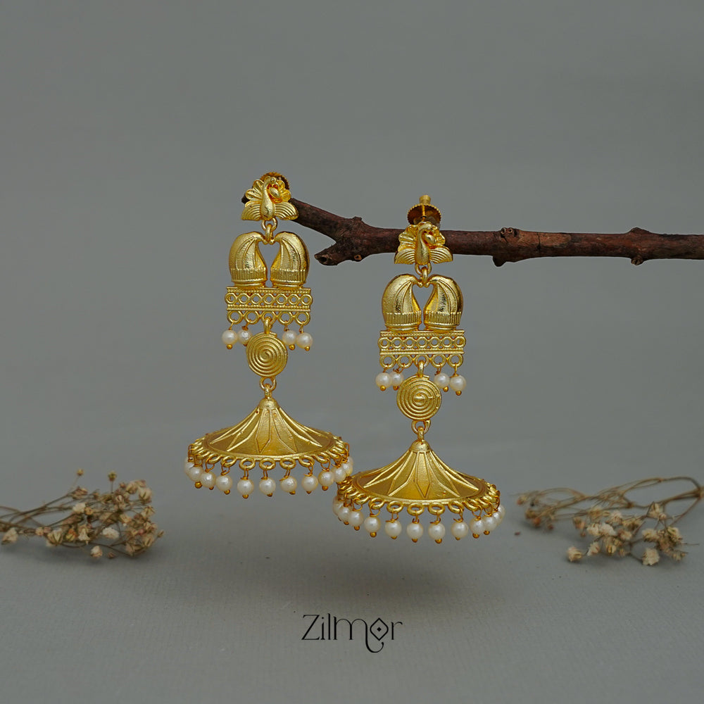 ZA1011168 - Pearl Hanging Jumkha Earrings