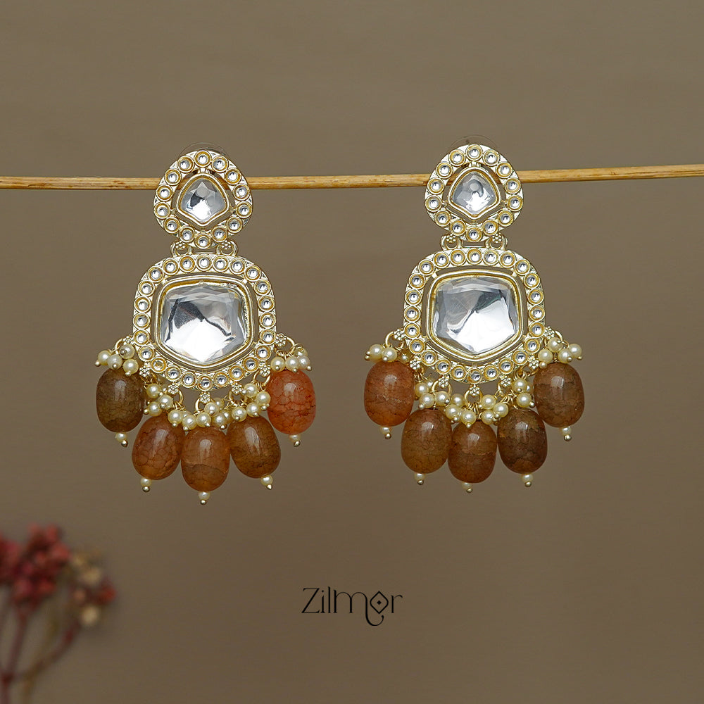 FS1011241 - Beads Hanging Kundan Earrings