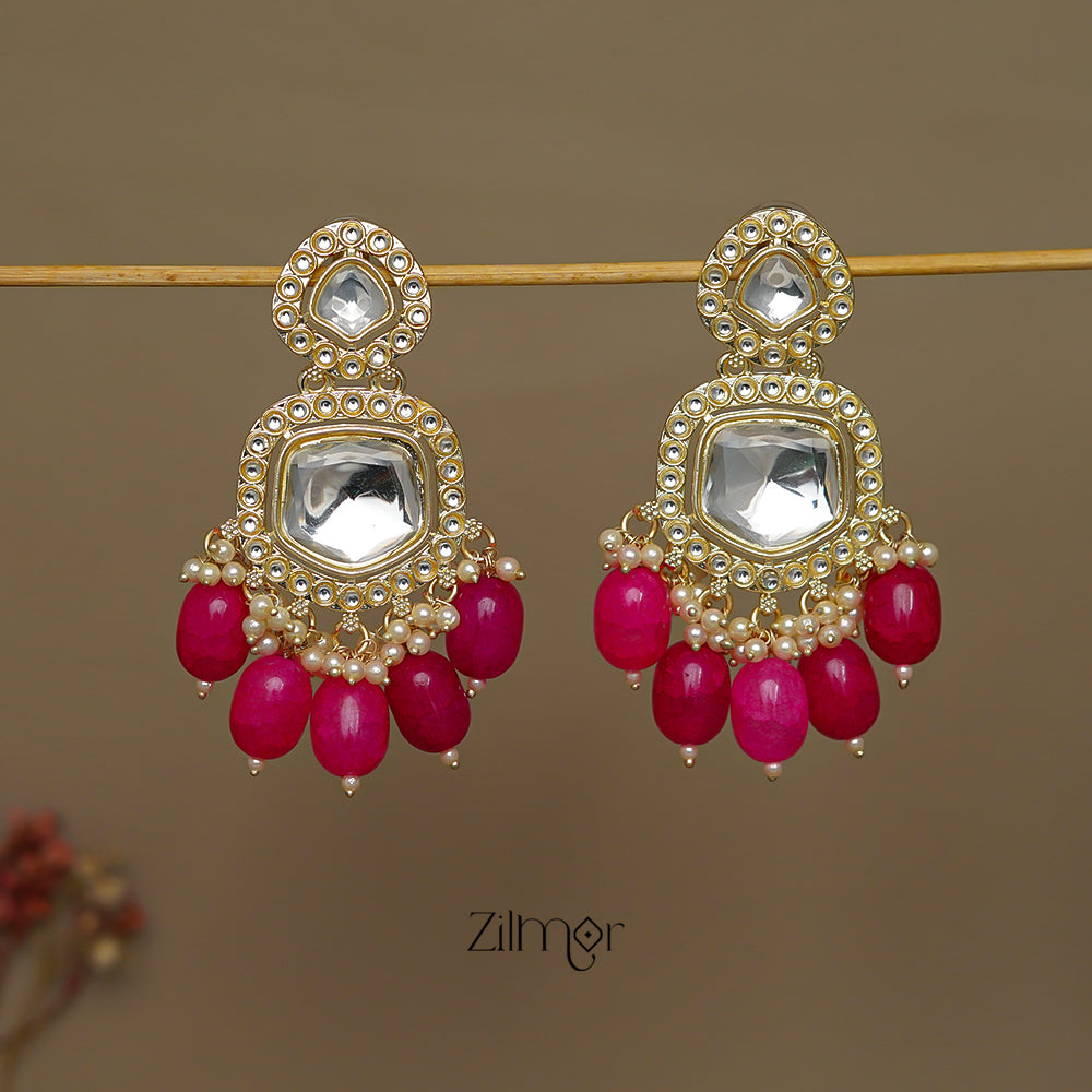 FS1011241 - Beads Hanging Kundan Earrings