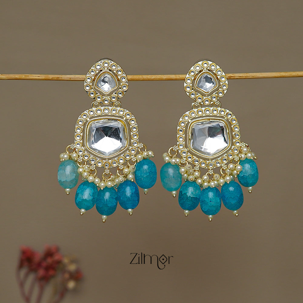 FS1011241 - Beads Hanging Kundan Earrings