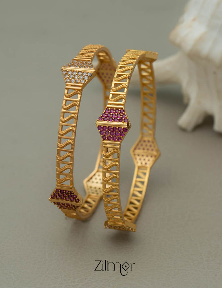 KI101178 - AD stone Bangle (Pair) 3-Zilmor
