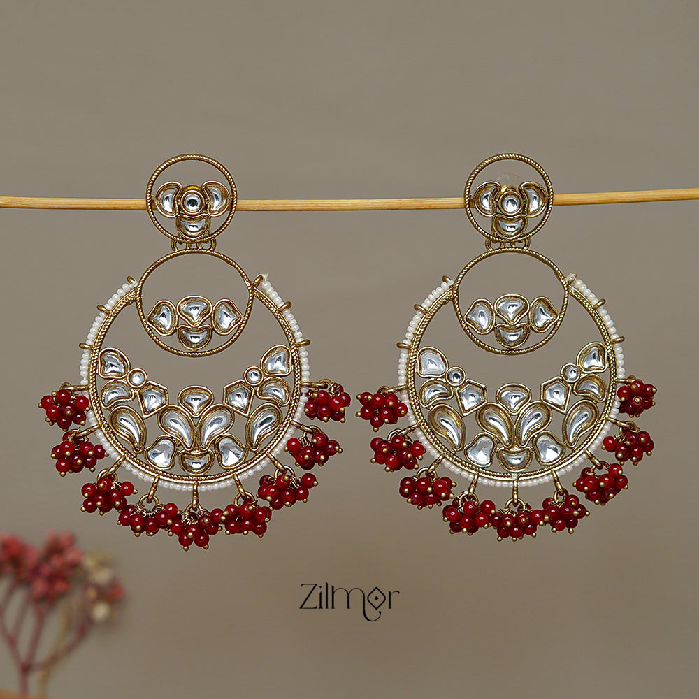 FS1011238 - Bead Clustering Kundan Earrings