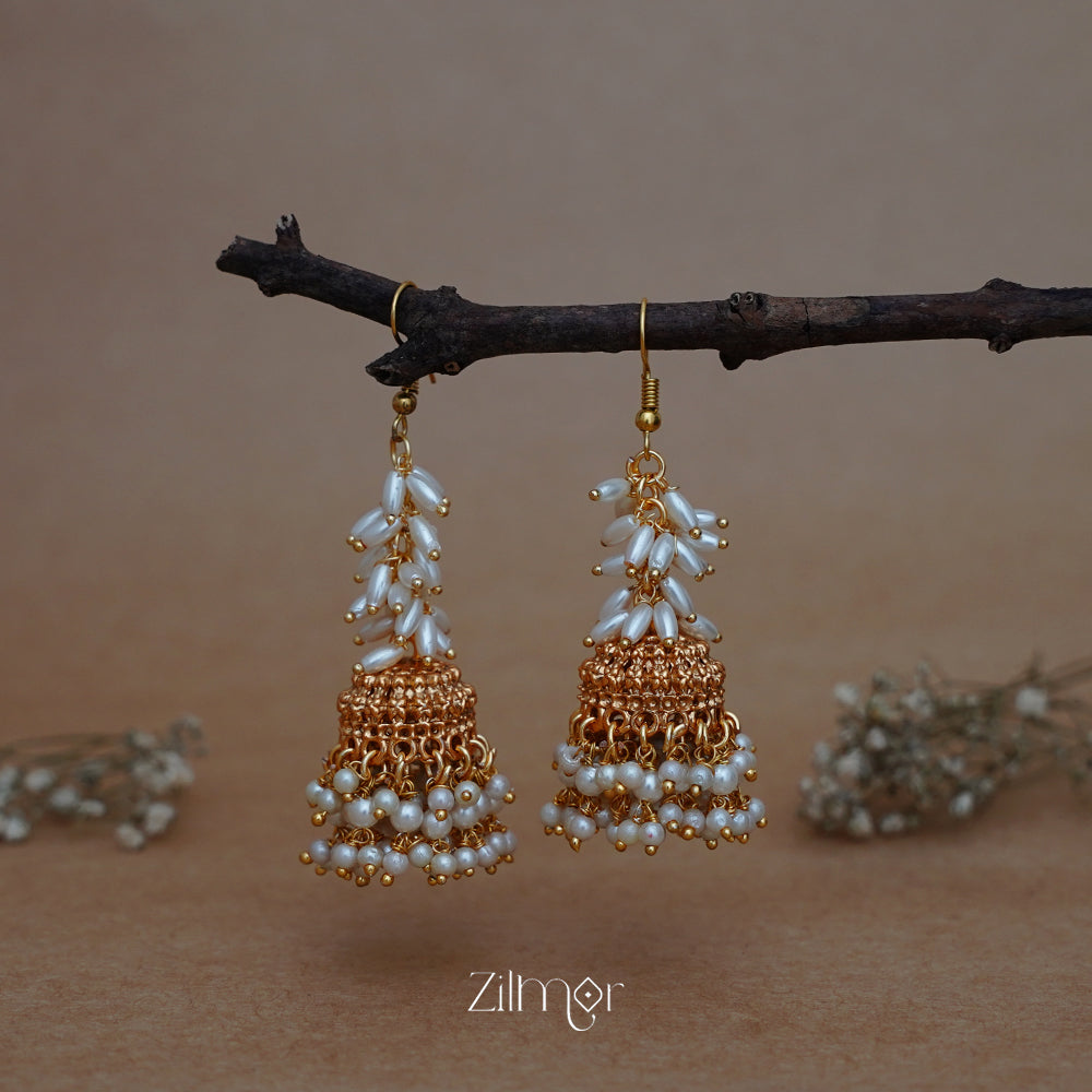 NV1011147 -  Pearl ClusterMinimal Hoop Jhumka Earrings