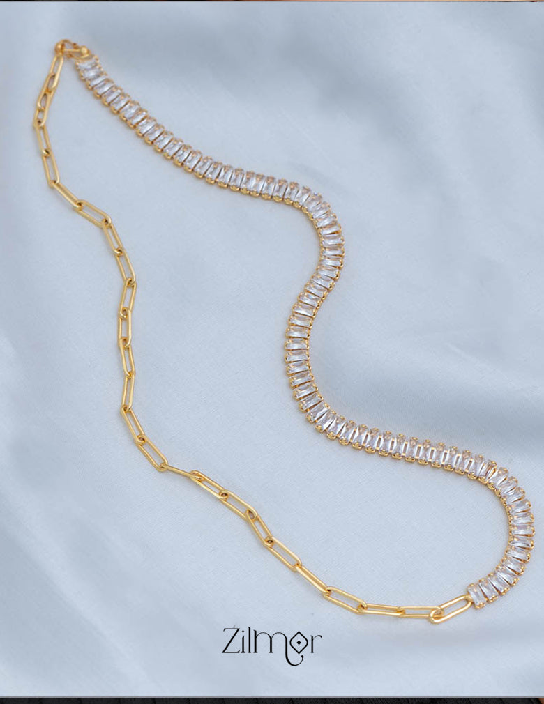 KY101923 - Anti Tarnish Paperclip Tennis Necklace 2-Zilmor