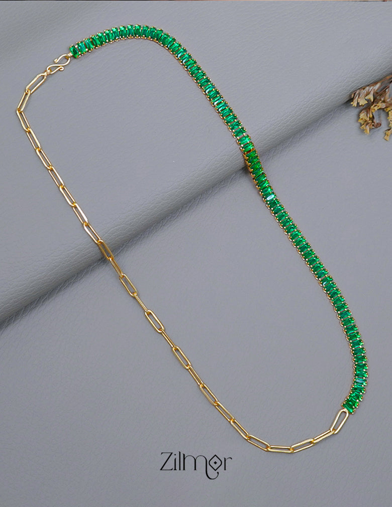 KY101923 - Anti Tarnish Paperclip Tennis Necklace 5-Zilmor