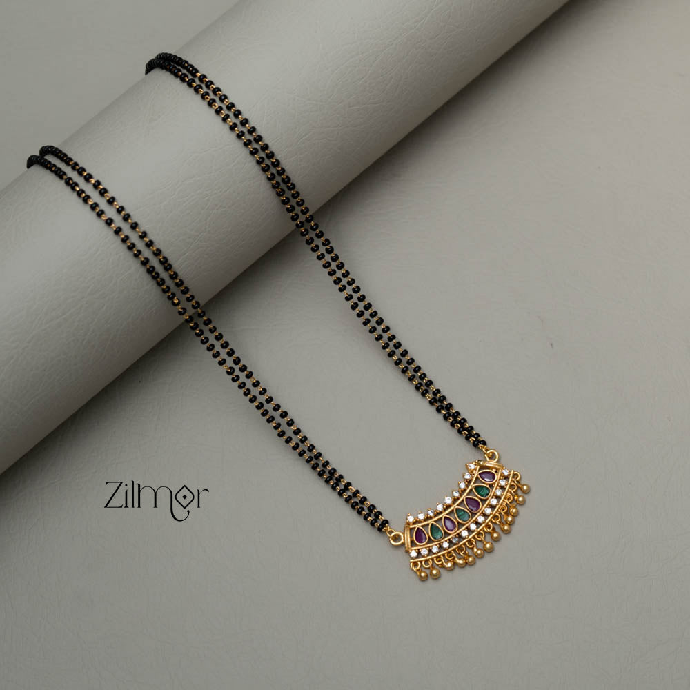 Gold Plated AD Stone Pendant Mangalsutra Necklace - SR100558