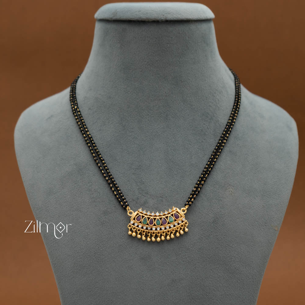 Gold Plated AD Stone Pendant Mangalsutra Necklace - SR100558