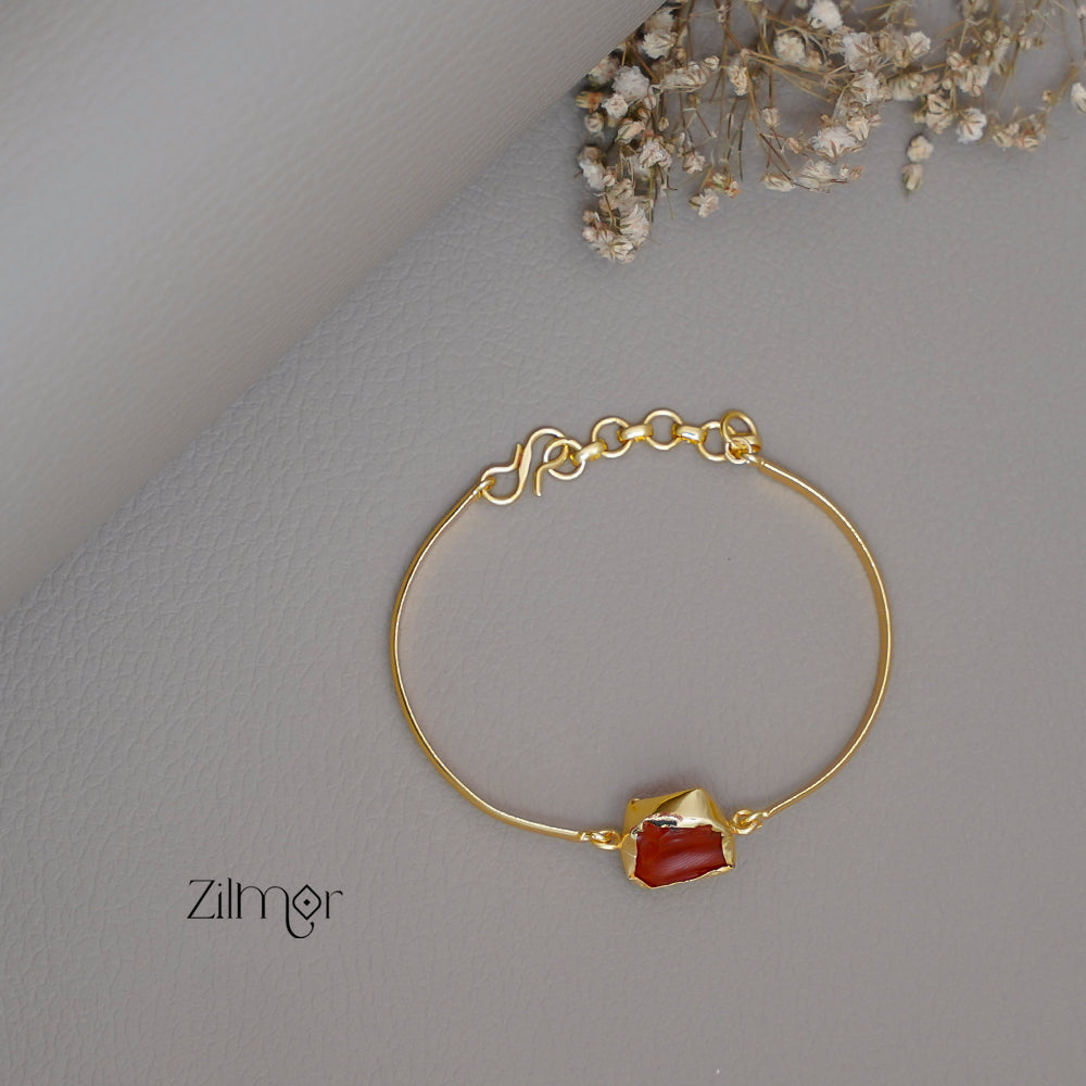 AS1011182 - Gold Toned Adjustable Natural Stone  Bangle