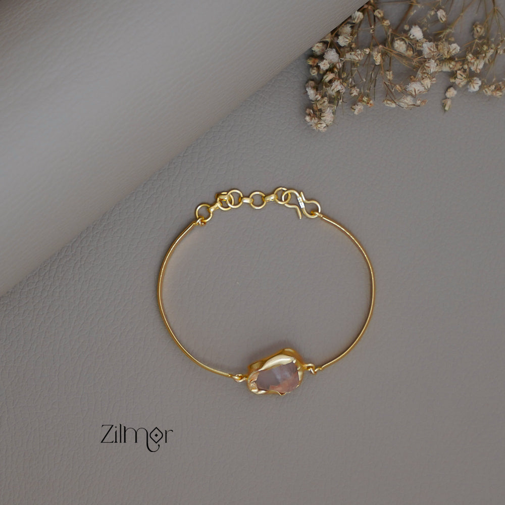 AS1011182 - Gold Toned Adjustable Natural Stone  Bangle