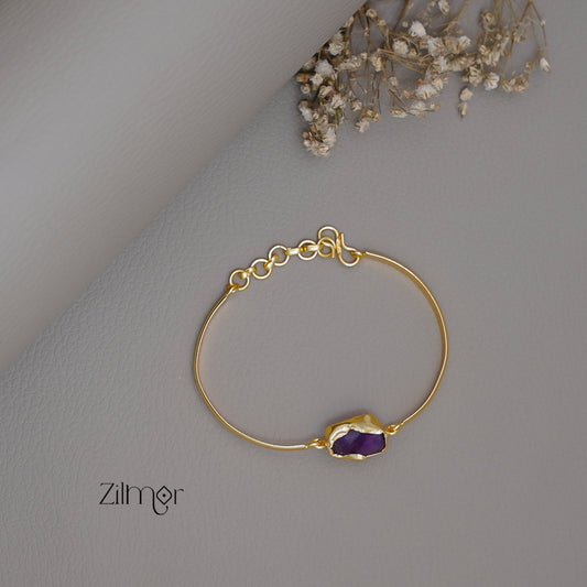 AS1011182 - Gold Toned Adjustable Natural Stone  Bangle