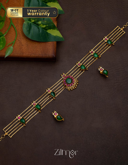 KO101645  -Gold Plated Mango choker with matching Earring 1-Zilmor