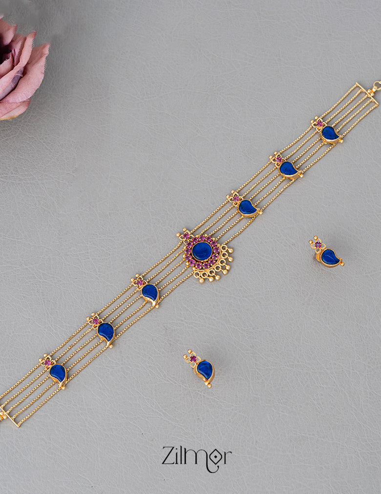 KO101645  -Gold Plated Mango choker with matching Earring 2-Zilmor