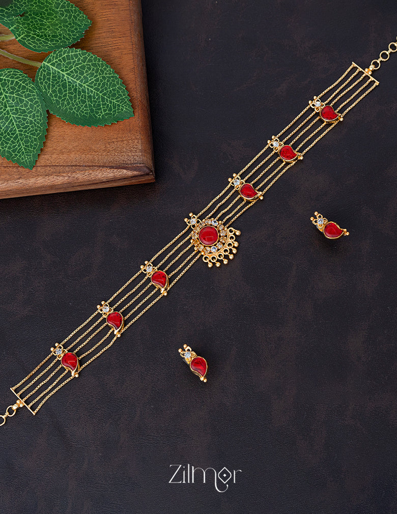 KO101645  -Gold Plated Mango choker with matching Earring 4-Zilmor