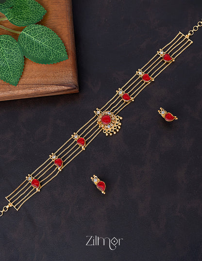 KO101645  -Gold Plated Mango choker with matching Earring 4-Zilmor