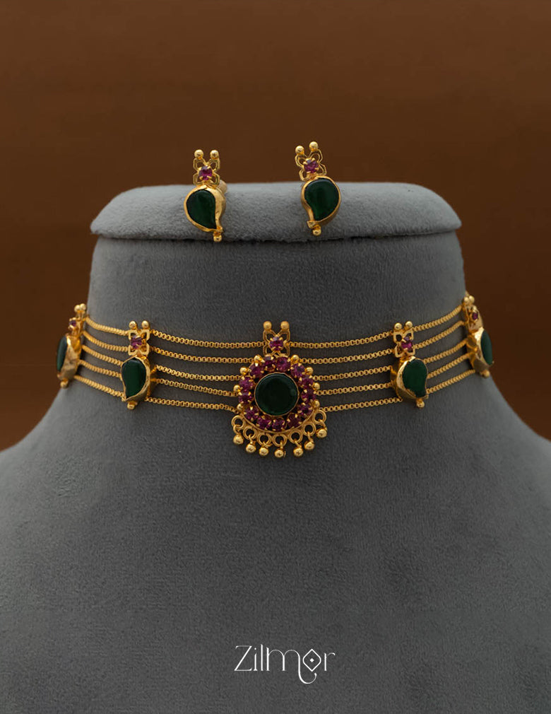 KO101645  -Gold Plated Mango choker with matching Earring 3-Zilmor