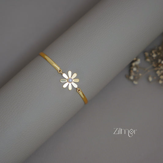 AS1011183- Flower with  Pearl Adjustable Bangle