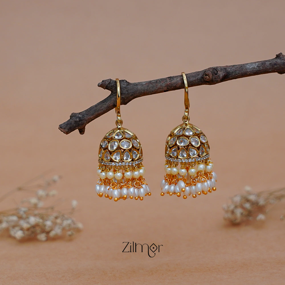 SN101515 -  Pearl Cluster  Hoop Jhumka Earrings