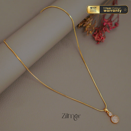 ZK1011398-  Gold Tone AD Stone  Simple Necklace