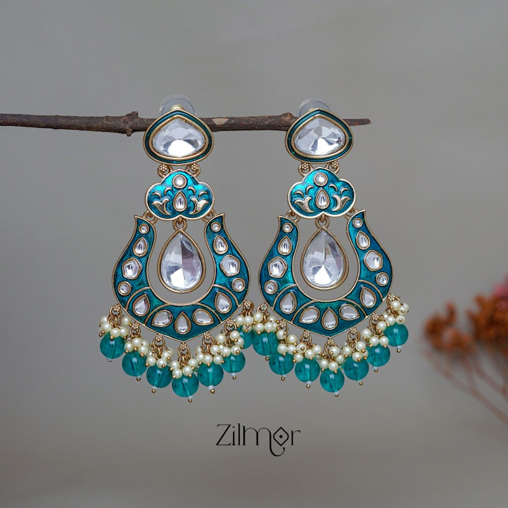 FS1011254 -  Kundan Chandbali Studded Drop Earrings