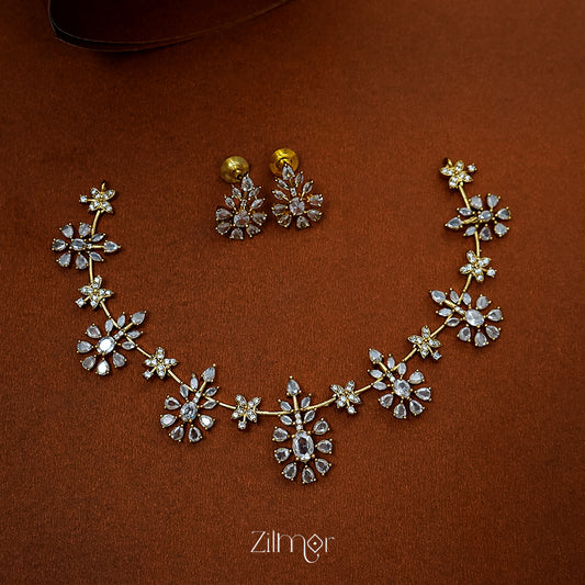 SN1011228 - AD Stone Necklace Set Earring