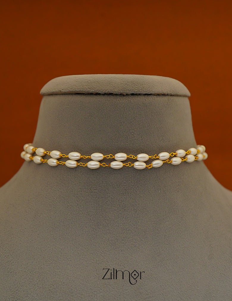 KY1011662- 2 Layer Rice Pearl choker Necklace 4-Zilmor