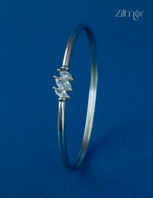 Silver Plated AD Stone Openable Bangle - CL1012300