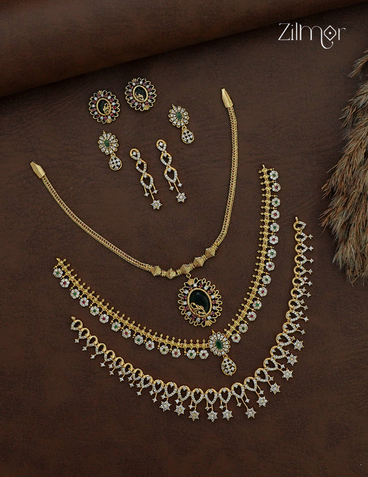 3 Antique Necklaces with Matching Earrings Combo - SC1012885