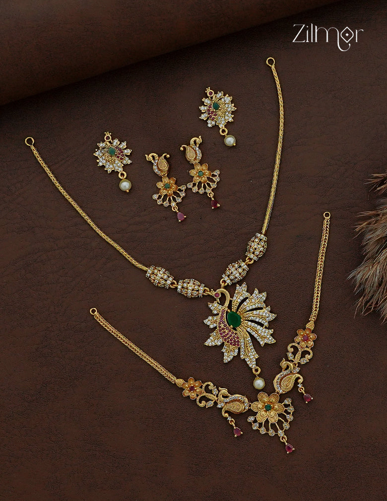 2 Antique Necklaces with Matching Earrings Combo - SC1012888