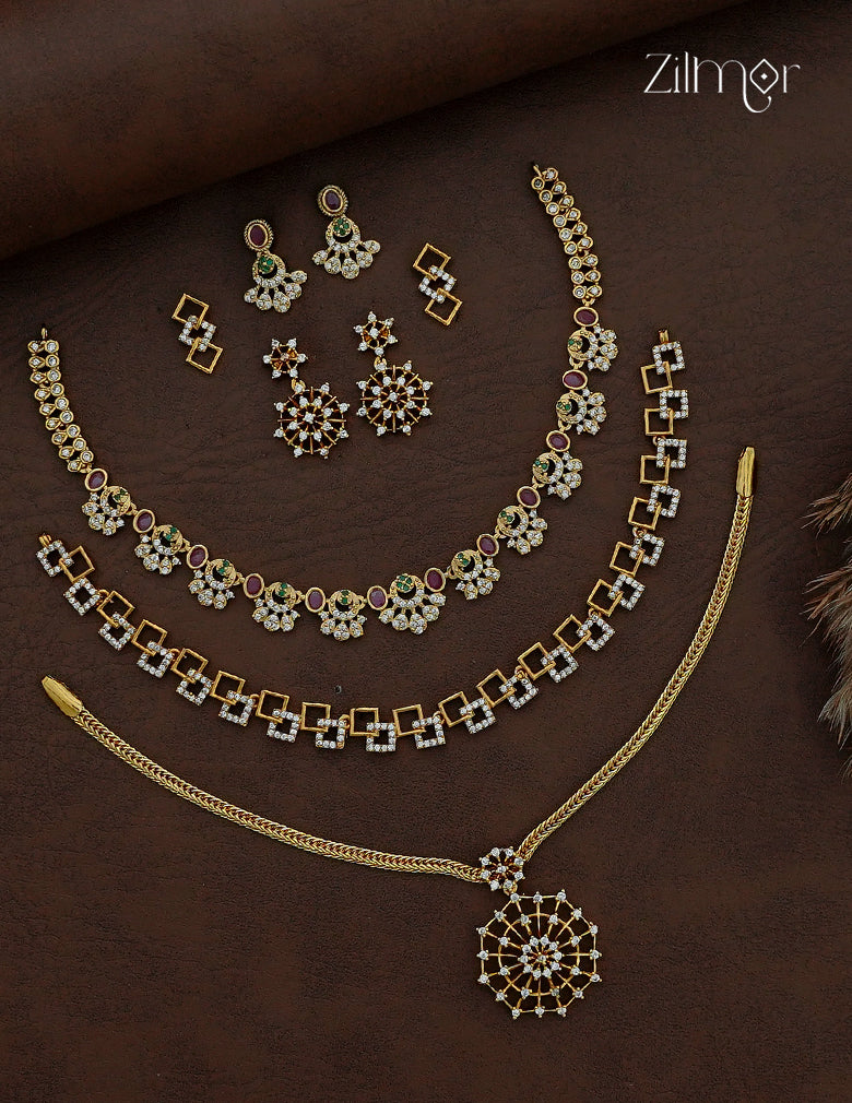 3 Antique Necklaces with Matching Earrings Combo - SC1012889