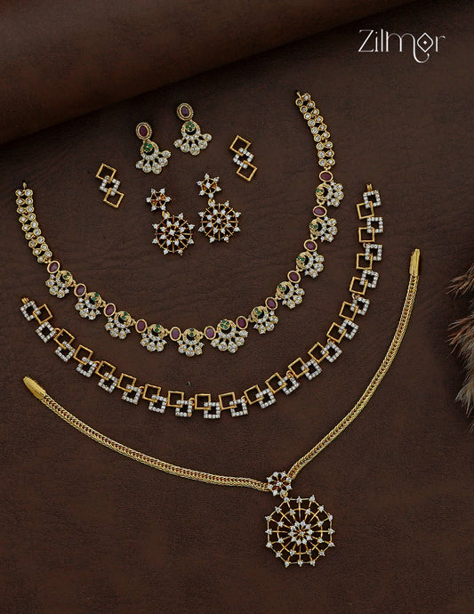 3 Antique Necklaces with Matching Earrings Combo - SC1012889