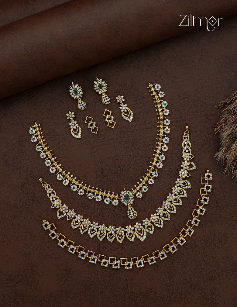 3 Antique Necklaces with Matching Earrings Combo - SC1012891