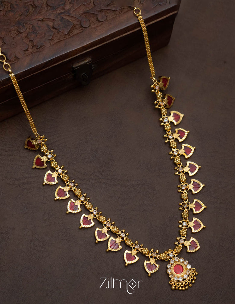 Palakka Long Haram Necklace with Pendant  PP100218