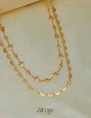 KT1011695- Gold Plated Double Layered Star Moon Necklace 3-Zilmor